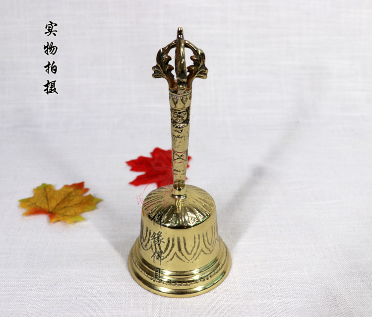 Buddhist Taoist instrument supplies Taiwan origin Pure Copper Buddha bell Bell Hand rattle Cross Copper bell Dharma bell