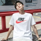 Nike, модная белая спортивная футболка для отдыха с круглым воротником, короткий рукав, с рукавом