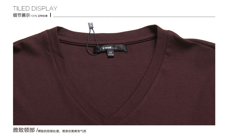 Han xuân mùa xuân mới mỏng màu đỏ v- cổ dài tay áo bên trong t- shirt 603042r áo thun nam hàng hiệu