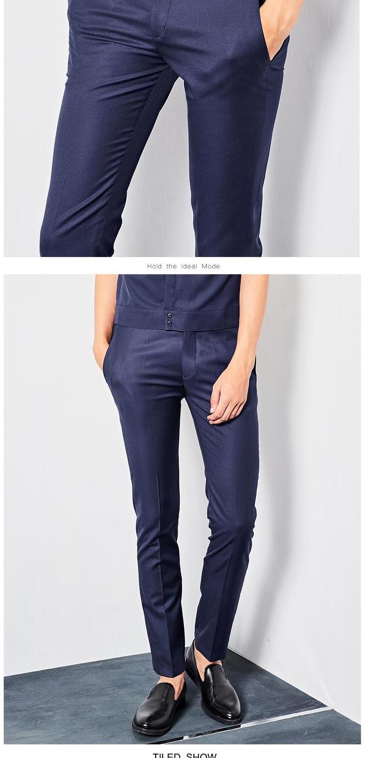 HIM uomo / Han Chong phần mỏng Quần tây nam quần tây nam quần dài nam thanh niên quần âu màu xanh giản dị vest nam đẹp