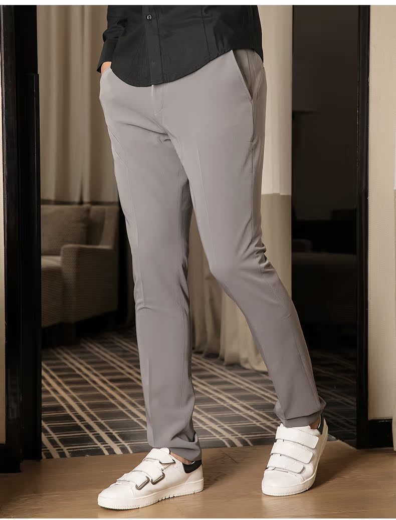 Quần nam HIM Han Chong thoải mái giản dị Slim là quần màu thuần nam thời trang hoang dã Quần nam phù hợp với quần mỏng quần tây ống rộng nam