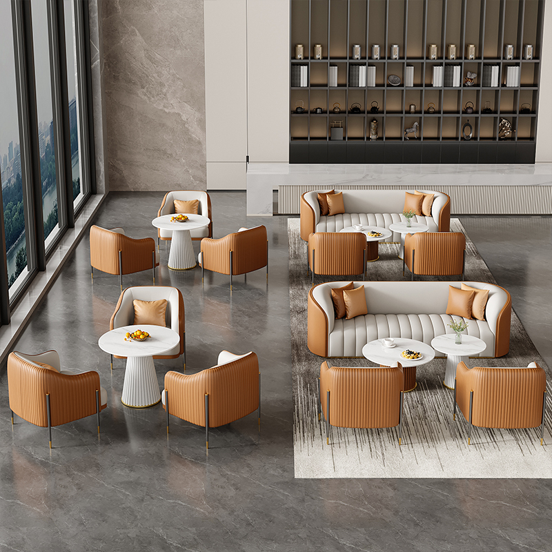 Special Seating for Business Meetings, Hotel Office Rest Sofa Chairs, Sales Office Reception Area Negotiation Sofa Tables and Chairs