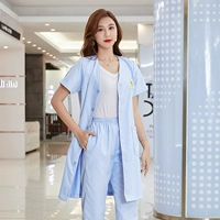 Синий, V-образный вырез, короткий рукав