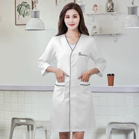 V -neck Белый пальто и черный край седьмой рукав