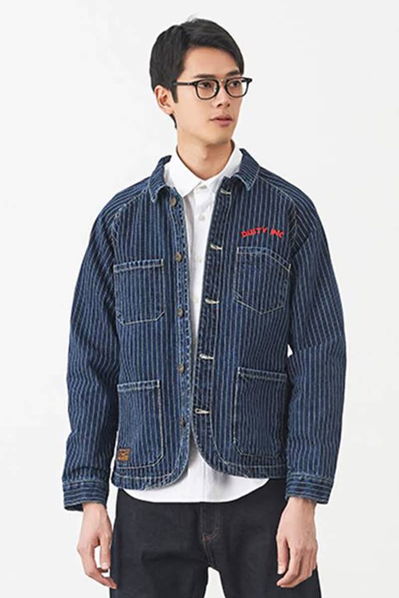 YOHO có thương hiệu chứng khoán triều bụi Xuân Thu bông mới sọc thư thêu denim jacket nam.