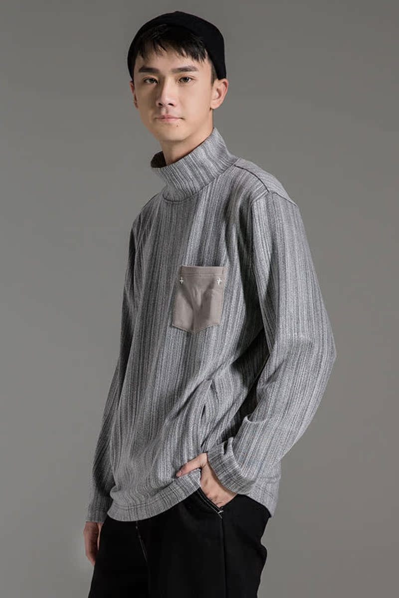 YOHO có thủy triều hàng hóa thương hiệu của nam giới mặc mùa xuân mới mô hình cơ bản dưới áo sơ mi in túi vải cổ áo cao bảo vệ con người.