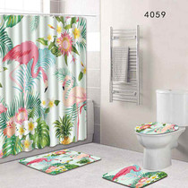 Flamingo bathroom shower curtain floor mat toilet seat mat