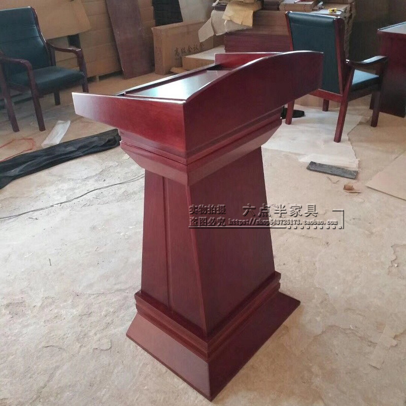 Podium Lecture Desk Paint Sticker Solid Wood Leather Speech Desk Ceremony Hosted chairman Desk Table Small Welcome Bentdesk