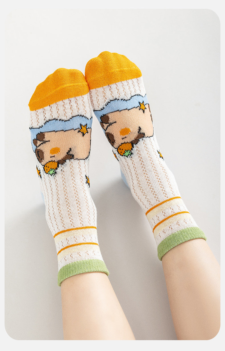 Kappabala Boys' Socks Summer Thin Children's Cotton Socks Ultra-Thin Mesh Cartoon Girls' Baby Summer Mid-Calf Length Socks — 11