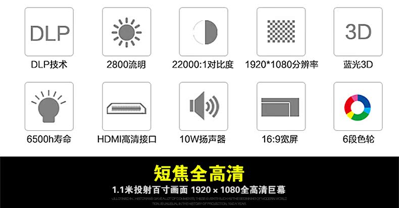 Máy chiếu Optoma siêu ngắn tiêu cự gia đình HD 1080P 4K Máy chiếu tại nhà GT1080