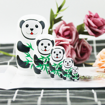 Russian Suite Eva Solid Wood Gift Dolls Cartoon Five Floors Panda Puzzle Children 5 Floors Genuine Toys