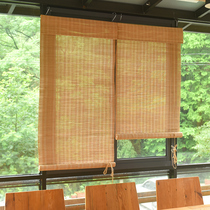 Bamboo curtain shade sun-shading roller shutter Japanese style door curtain partition Chinese light transmission through scenery printing shading and lifting (new)