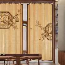 Mobile Pushing Ramen Bamboo Door Curtain Partition Curtain Pushdoor Book Room Living-room Living Room Bedroom Mosquito-Proof Door Curtain Bamboo Curtain Roll Curtain Door