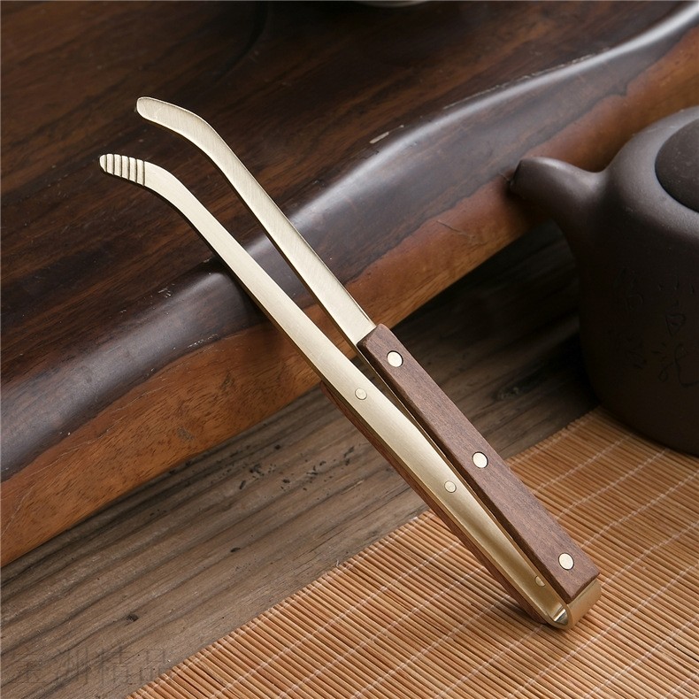Purple Sand Alloy Tea Clip Wood Handle Copper Wood Tea Cup Clip Tweezers Clip Cups Tea Clip Tea Clip Home Utilitt Tea Accessories-Taobao