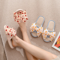 Small fragrance net red home slippers spring and summer linen slippers Female cute ins tide cool slippers Household non-slip indoor