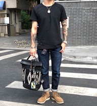 BDD China general representative of Japan Okayama production of primary color heavy denim red ears low-rise slim tapered jeans
