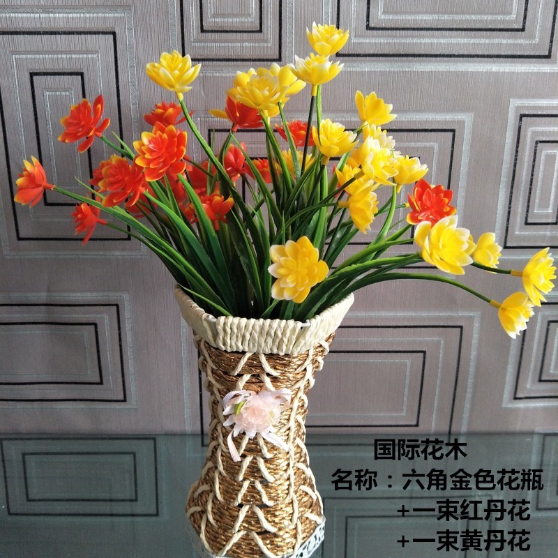 Mô phỏng giỏ hoa nhựa chậu hoa chậu hoa trắng dệt bình hoa tre trang trí hoa khô bằng sắt rèn hoa - Vase / Bồn hoa & Kệ chậu gỗ trồng cây