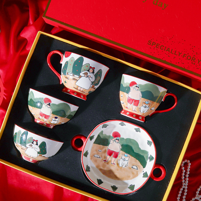 Cozy Oil Painting Hand-Painted Tableware Gift Box, Wedding Gift, Engagement Gift, Practical Underglaze Color for Newlyweds, Housewarming Gift for Best Friend Cozy Oil Painting Hand-Painted Tableware Gift Box, Wedding Gift, Engagement Gift, Practical Underglaze Color for Newlyweds, Housewarming Gift for Best Friend