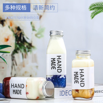 Sydney sea coconut paste glass bottle packaging commercial milk tea cup beverage bottle sealed fruit hit milk juice with lid