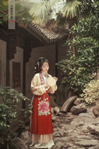 (Courtyard view of Mei)Jiangnan Taohua lady painting style Baochai exclusive print tailor-made kimono skirt