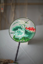 (Wedge series)Double-sided hand-embroidered group fan Su embroidery Jiangnan Taohua Palace fan Hanfu accessories embroidery