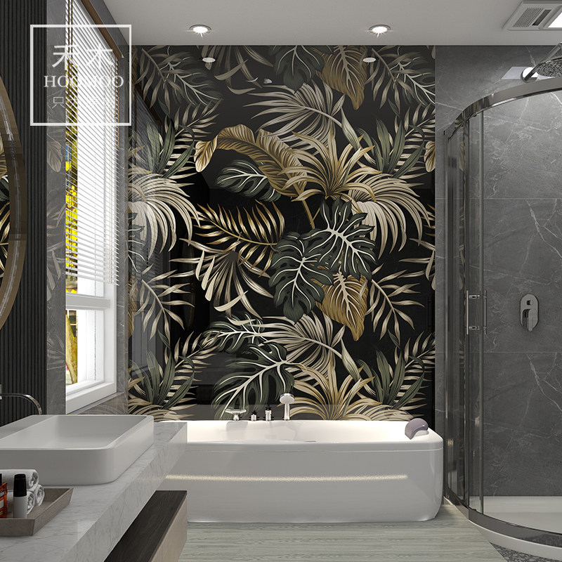 Foshan Net Red Dressing Room Tile Balcony Toilet Bathroom Background Wall Tile Floor Tile Art Plant Pattern Large Flower Brick