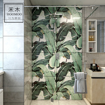 Bathroom tile painting Bathroom toilet toilet entrance background wall brick Modern simple balcony brick Nordic plants