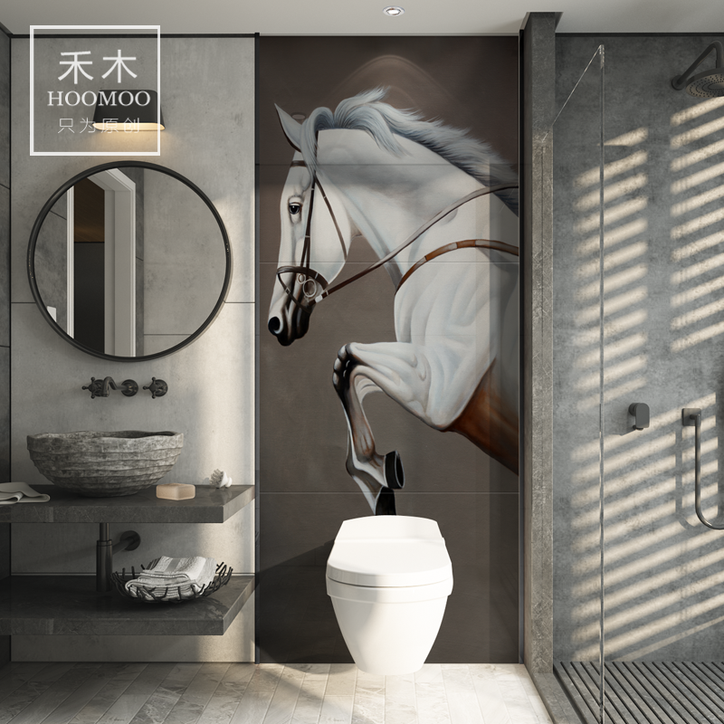 Hemu porch tile background wall bathroom powder room wall brick microcrystalline stone modern minimalist renovation decorative painting zebra