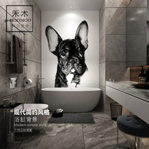 Personalized bathroom toilet tile background wall bathroom modern simple black and white cat and dog pattern custom balcony wall tile