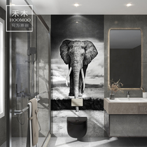 Hemu tile toilet toilet modern light luxury porch living room sofa rock board background wall tile art painting elephant