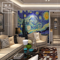 TV tile background wall Microcrystalline modern simple entrance aisle Restaurant Art deco painting Van Gogh works Starry sky