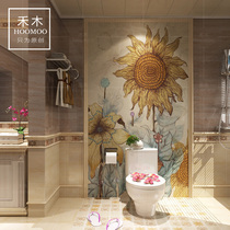 Hemu American pastoral tile bathroom bathroom toilet toilet Balcony toilet background Interior wall tile sunflower