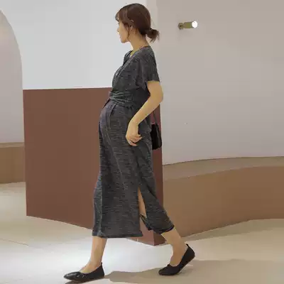 Pregnant women cheongsam summer dress long version temperament female nursing self-cultivation design sense French maternity dress summer dress