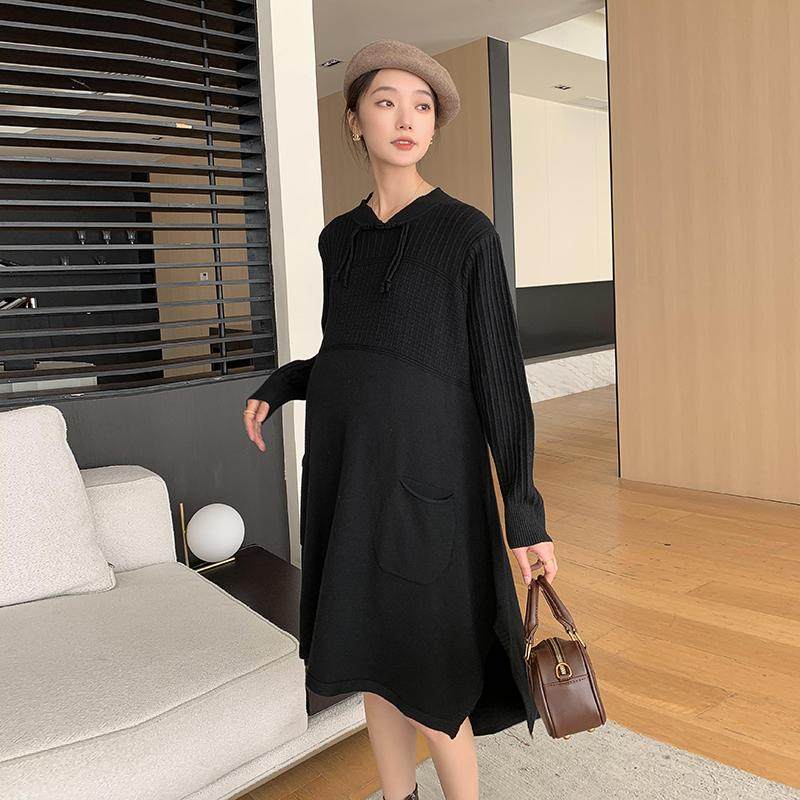 Maternity knit dress - autumn/winter 2025 new spring collection - late  pregnancy mid-length maternity dress - spring