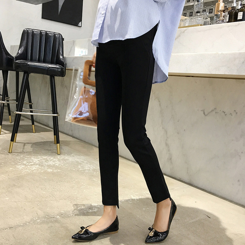 Pregnant women nine-point pants spring 2021 new fashion 3-9 months spring and autumn clothes wear tide mother black thin pants