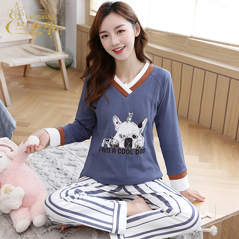 Pregnant Woman Pyjamas Pure Cotton Spring Autumn Postpartum Postpartum Summer Partum Breastfeeding Maternity Lactation Lunar Subsuit Pregnancy Home Clothing Suit