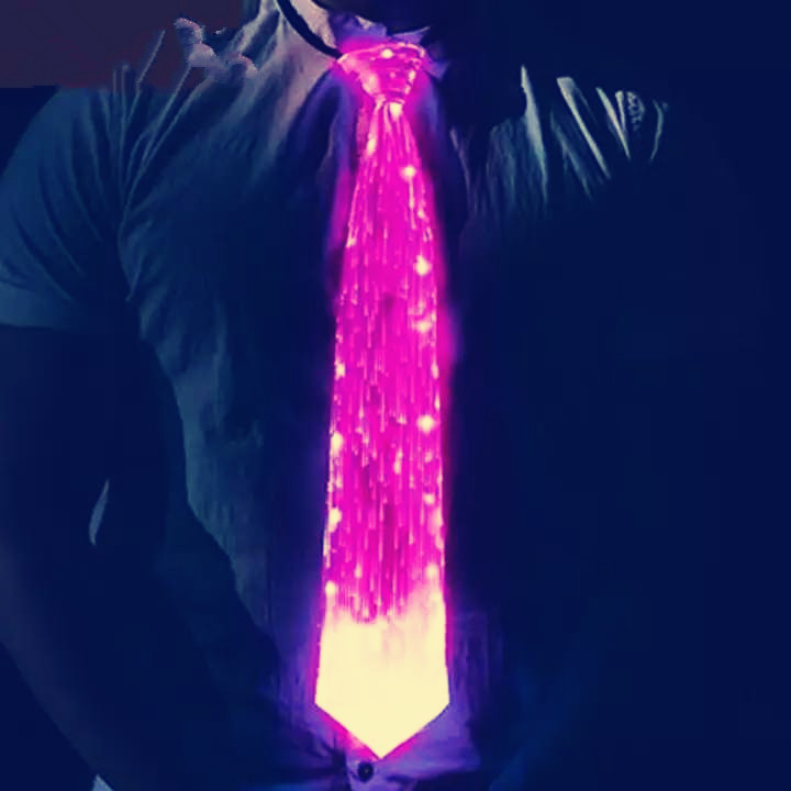 Explosive LED fiber optic luminous tie party party tie men's luminous 7-color color-changing stage performance tie