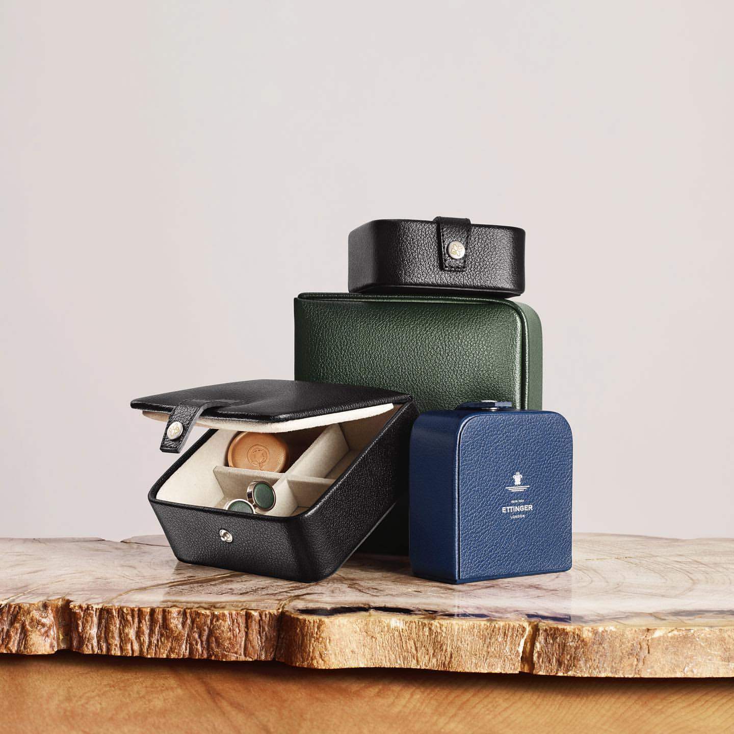 Ettinger Leather Jewellery Roll Ettinger Capra Double Watch Roll