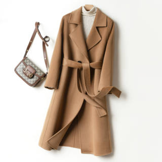 New Autumn and Winter Women's Mid-Length Over-The-Knee 100% Wool Double-Sided Woolen Coat Pure Color Loose Casual Jacket