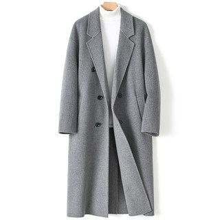 New Autumn and Winter Double-Sided Woolen Coat for Men, Extra Long Wool Suit Collar, Slim Fit, Business Casual, Solid Color Jacket