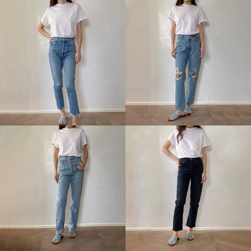 【Clearance Sale】Agolde Classic American Casual Tank Top Denim Washed Shorts Long Pants Jeans