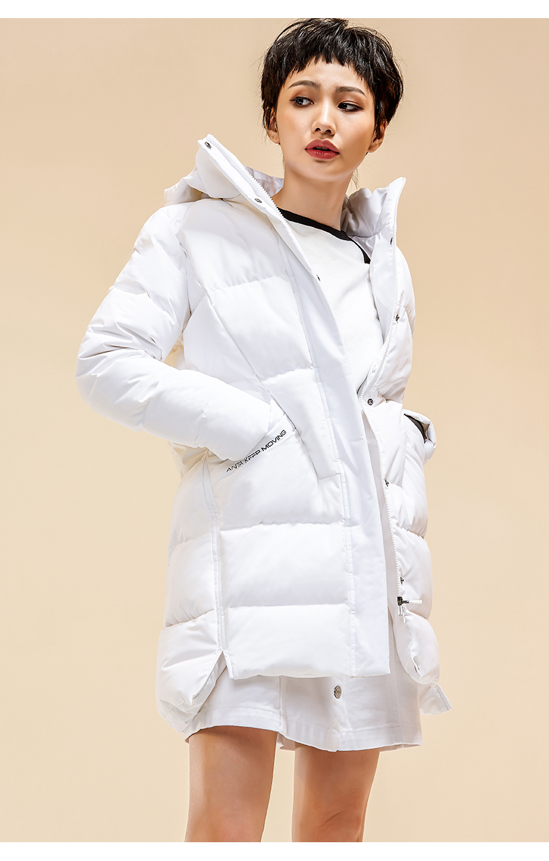 Anta down jacket nữ 2018 mùa đông Slim dài trùm đầu dày ấm trắng xuống áo khoác flagship chính hãng - Thể thao xuống áo khoác áo phao gile