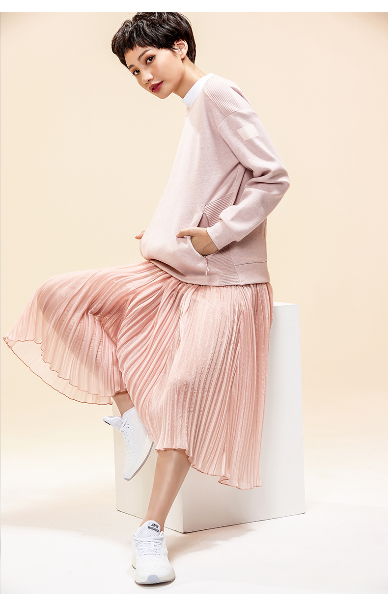 Anta nữ áo len trùm đầu 2019 xuân mới màu đơn giản đơn giản dài tay áo len thể thao hàng đầu - Thể thao lông cừu / jumper hoodie xanh dương