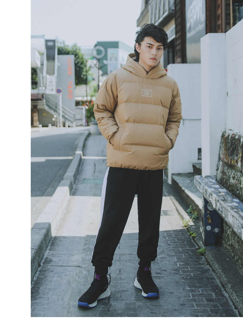 Anta down jacket nam 2018 mùa đông mới màu rắn thể thao trùm đầu xuống áo khoác cotton nam - Thể thao xuống áo khoác áo phao nam chính hãng