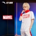 Anta Marvel đồng thương hiệu quần áo bé trai cotton 2019 hè mới thấm mồ hôi thoáng khí giản dị thể thao tay ngắn - Áo phông thể thao