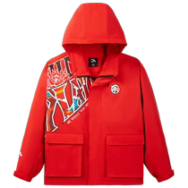 ANTA Childrens New Year Dragon Clothing丨Mercered Velvet Sports Top 2024 Spring Windproof Warm Jacket for Boys