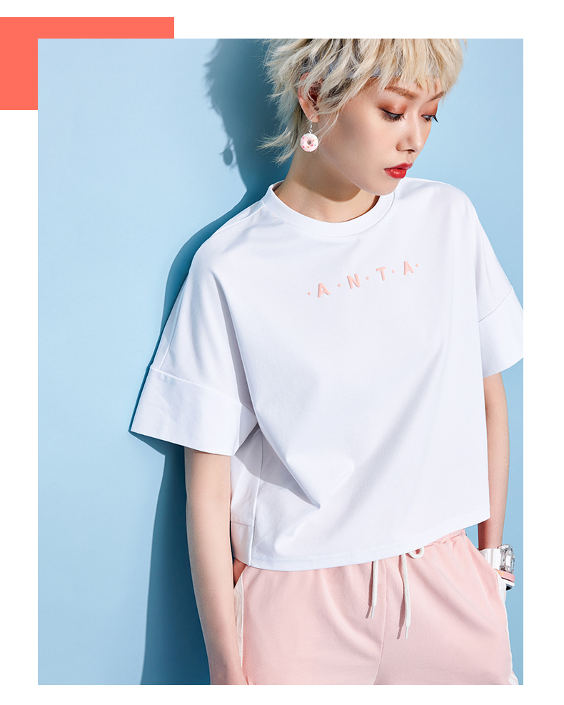 Áo thun nữ tay ngắn thể thao Anta 2019 hè mới bf gió xu hướng nửa tay áo sơ mi nữ tay ngắn cotton - Áo phông thể thao áo tanktop nam khoét nách sâu
