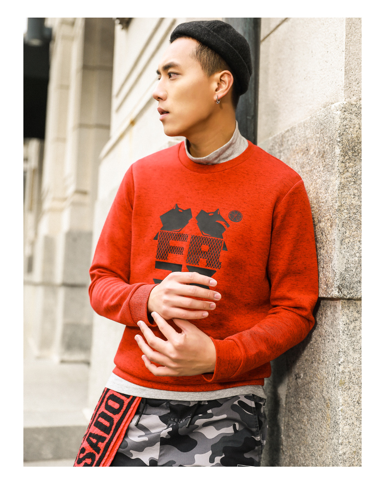Anta áo len nam 2019 xuân mới màu đỏ năm nay áo len thể thao nam áo thun nước triều - Thể thao lông cừu / jumper hoodie nữ