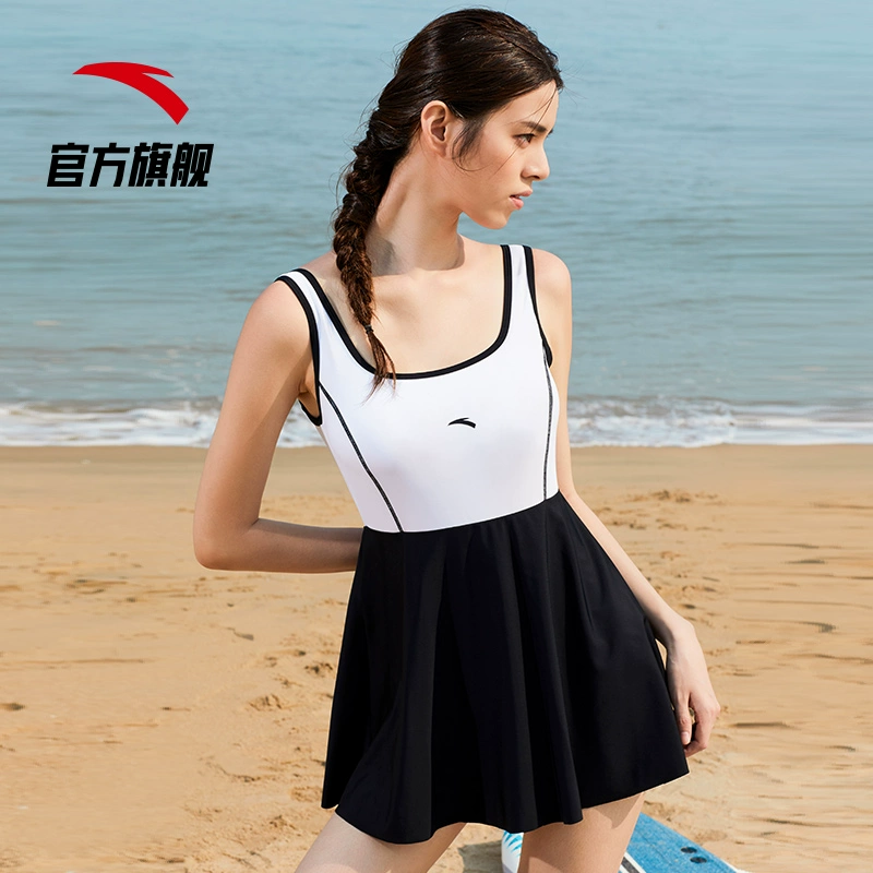 Anta Áo tắm Nữ Sensation Sinh viên Fairy Fan Xian Mỏng Che Bụng Cô gái mùa xuân nóng bỏng Váy thể thao ngọt ngào Áo tắm một mảnh - Bộ đồ bơi One Piece