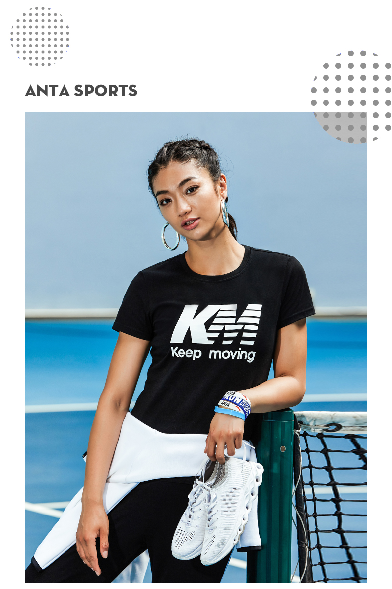 Anta Sports Tay áo ngắn Nữ Flagship chính thức 2019 Mùa hè Mới thoải mái thoáng khí In áo thun xu hướng màu - Áo phông thể thao áo ba lỗ nữ the thao